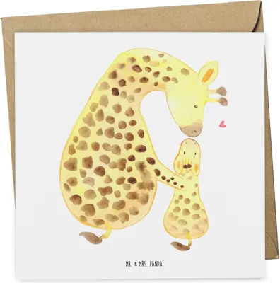 Produktbild von Mr. & Mrs. Panda Grußkarte Giraffe Kind - Weiß - Geschenk, Klappkarte, Afrika, anlasskarte, Glückwunschkarte, Tochter, faltkarte, Mutter, Lieblingsmensch, Mama, Sohn