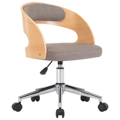 Image de vidaXL Chaise de salle à manger pivotante Taupe bois courbé et tissu