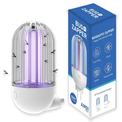Produktbild von Fliegenfalle mit UV Licht für Zuhause Reisen & Camping, Steckdosen Insektenvernichter 2er Set Geräuscharm