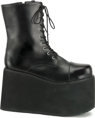 A black platform boot on a white background.