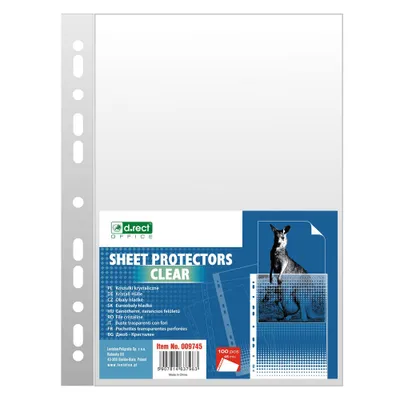 Productafbeelding van D.RECT Brochurehoezen, documenthoezen, 45 µm/micrometer/micron, dikte: 0,045 mm, A4, 100 stuks, folieverpakking, transparant, kristalhelder