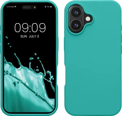 Image de kwmobile Handyhülle für iPhone 16 Hülle, für iPhone 16 Case - Étui en silicone - chargement sans fil - turquoise