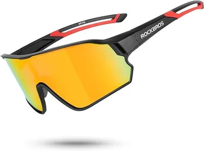 Produktbild von ROCKBROS Fahrradbrillen Sonnenbrille Polarisierte UV400 Damen Herren Windschutzbrille Sportbrille Radbrille zum Radfahren  Schwarz Rot