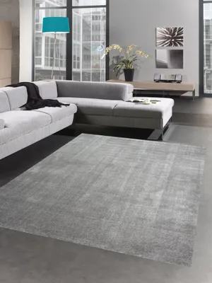 Image de Tapis moderne Tapis de salon uni gris anthracite Taille - 60x110 cm