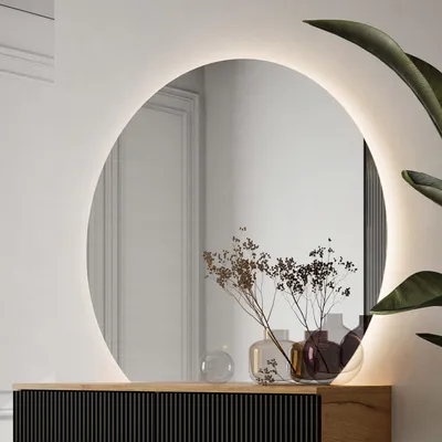 Produktbild von Planetmöbel LED Spiegel halbrund AUBE 100x90 cm | Touch, dimmbar