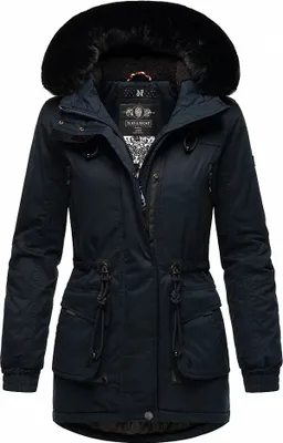 Produktbild von Navahoo Damen Winter Jacke Kurz Stepp Mantel Parka Kapuze warm Kunstfell Olessaa Navy Gr. 38 - M
