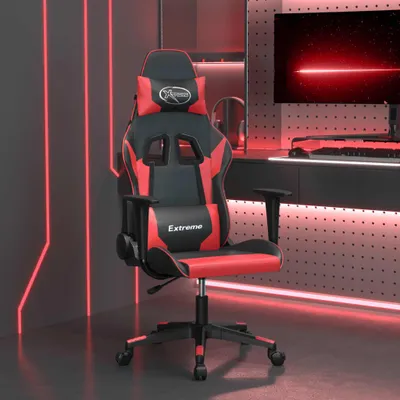 Image de vidaXL Chaise de jeu avec fonction de massage Noir et rouge Similicuir