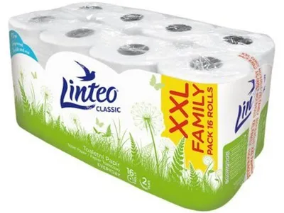 Zdjęcie produktu dla Papír toaletní Linteo Classic, 2vrstvý, celulóza, 15 m, 150 útržků, bílý, 16 ks