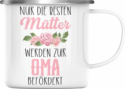 Produktbild von Trendation - Du Wirst Oma 2022 Emaille Tasse Geschenk Schwangerschaft Verkünden Überraschung Geschenkidee Schwangerschaftsverkündung (Silber)
