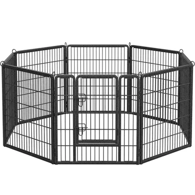 Zdjęcie produktu dla Wybieg dla szczeniąt FEANDREA, 8 paneli DIY, podwójny zamek L, 77x80cm szary PPK88G