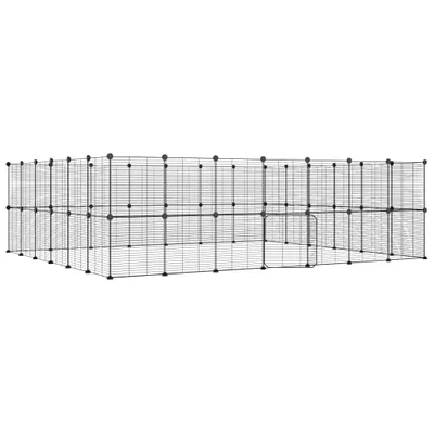 Obrázek produktu pro 52panelová ohrádka pro zvířata s dvířky černá 35 x 35 cm ocel