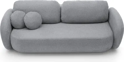 Produktbild von Sofa AMICO mit Schlaffunktion, Schlafsofa, Wohnzimmersofa, Couch, Soffa, Bettsofa, Geflochtener Stoff – Grau ARAGON 93