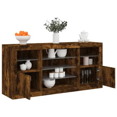 Immagine prodotto di Credenza con luci LED rovere fumé 142,5x37x67 cm