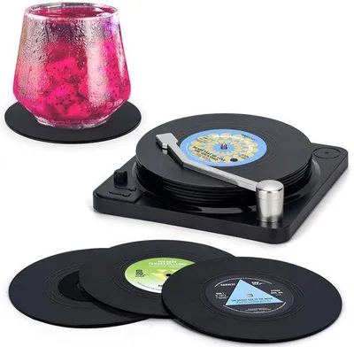 Obrázok produktu pre Retro podložky pod gramofónové platne, 6 ks, poháre na nápoje