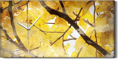 Produktbild von Wandbild Leinwand Bilder mit Uhr 60x30 Malerei Baum Zweige Blätter Kunst - weiße Hände