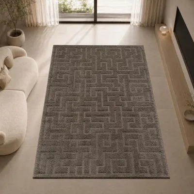 Produktbild von Teppich Dunkelbraun pflegeleicht weich robust modern Größe - 140 x 200 cm