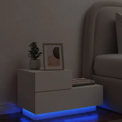 Produktbild von Design Möbel Nachttisch mit LED-Leuchten Weiß 70x36x40,5 cm - 2024 Neu