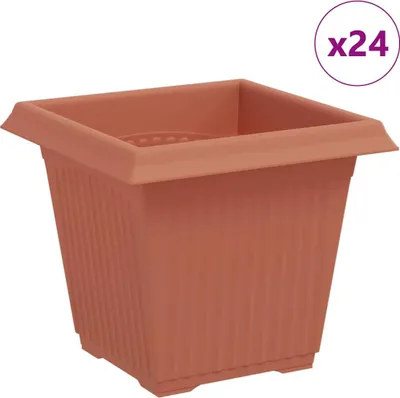 Image de vidaXL : Lot de 24 pots carrés, couleur brique, 16 x 16 x 14 cm