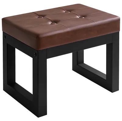 Rechteckige Fußbank, PU-Leder, dunkelbraun, 41 x 29,5 x 31,5 cm