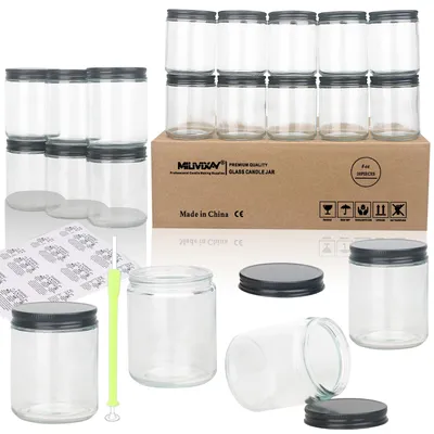 Immagine prodotto di Elzusha - Set di 20 barattoli di vetro trasparenti da 250 ml con coperchio