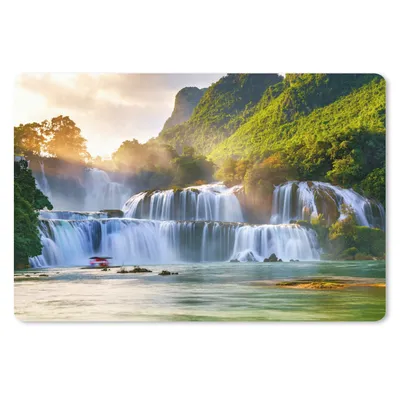 Produktbild von MuchoWow® Schreibtischunterlage Wasserfall - Pflanzen - Sonne - Wasser - Natur 60x40 cm - XXL Mauspad - Großes Mauspad