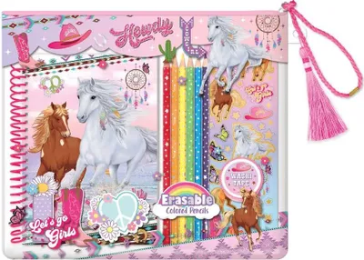 Produktbild von Schulset: Spiralheft mit Buntstiften, Aufklebern und Klebeband
