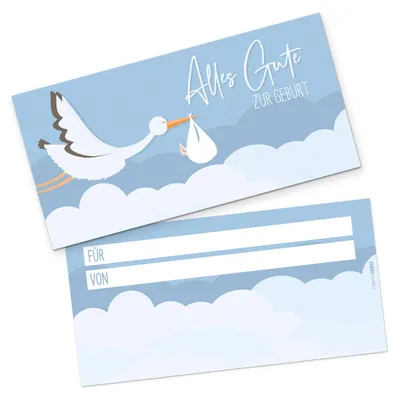 Produktbild von itenga Geschenkgutschein Geburt / Storch Gutschein zum Ausfüllen Karte