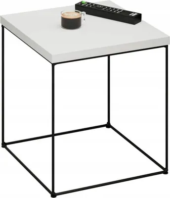 Productafbeelding van Koffietafel, vierkant, van metaal, 40x40x43 cm, Loft-stijl, zwart en wit, mat