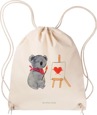 Produktbild von Mr. & Mrs. Panda Sportbeutel Koala Künstler - Transparent - Geschenk, Jutebeutel, Beutel, wander rucksack, Kleiner, Turnbeutel, Liebesgeschenk, Liebe, Zeichnen, Gefühle