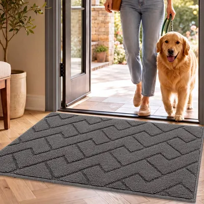 Produktbild von Grau Fußmatte 50x80 cm für Innen und Außen, Waschbar und Wasserdicht