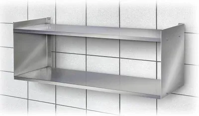 Produktbild von Wandregal aus Edelstahl, BxTxH 700 x 250 x 360 mm, 2 Böden, silber