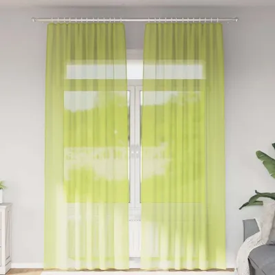 Image de Rideaux en voile avec patte 2 pcs. Vert pomme, Rideaux et voilages DesignMöbel