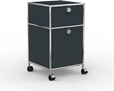 Produktbild von VERSEE Büro-Rollcontainer, Metall, 40 cm, 1 Schublade + 1 Hängeregistratur, Anthrazitgrau