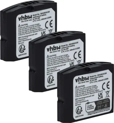 Produktbild von vhbw 3x Akku kompatibel mit Sennheiser Set 830, RI 900, RI 840, RS 4200, RI 830S, RS 4200 TV Wireless Headset Kopfhörer (140 mAh, 3,7 V, Li-Polymer)