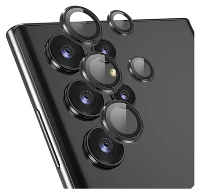 Produktbild von Für Samsung Galaxy S24 Ultra Aluminium Ring Kamera + H9 Tempered Hart Glas Schwarz