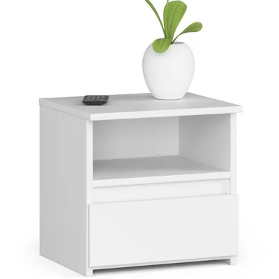 Produktbild von Nachttisch 40 cm Schublade Nachtkommode Schlafzimmer Schrank Nachtkästchen B40xH40xT35cm, Weiß