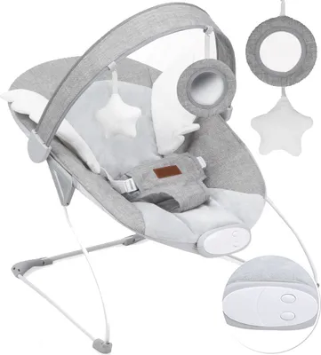 Produktbild von MoMi TULI Babywippe - 3 Vibration, 8 Melodie, Spielzeug-Stirnband, Leicht 1.7kg - Grau