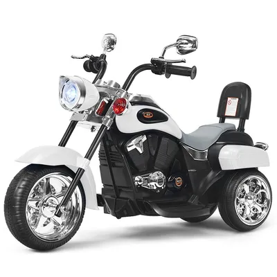Produktbild von COSTWAY 6V Elektro Motorrad mit verstellbaren Scheinwerfer  Kindermotorrad für Kinder ab 3 Jahren Weiß