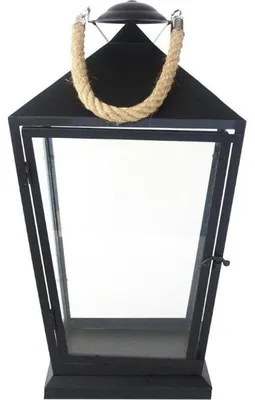 Productafbeelding van Lantaarn zwart met touw l25b25h46 Esschert Design