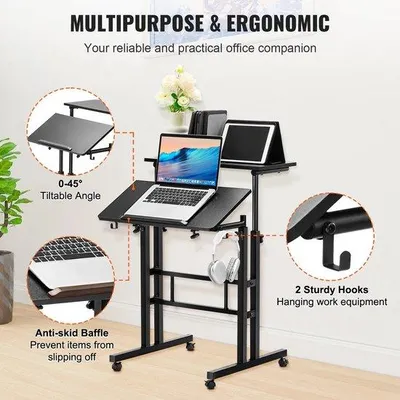 Zdjęcie produktu dla Stojak na laptopa 2 w 1, regulowany i obrotowy, czarny