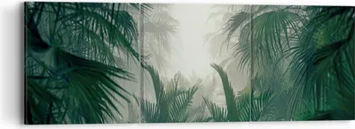 Produktbild von Bild auf Leinwand - Leinwandbild - 3 Teile - Dschungel Blätter Palmen - 90x30cm - Wand Bild - Wanddeko - Wandbilder - Leinwanddruck - Bilder - Wanddekoration - Leinwand bilder - CA90x30-4504