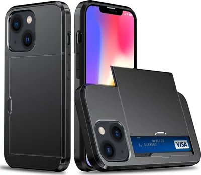 Produktbild von Mobigear Card iPhone 15 Hülle Hardcase Backcover Stoßfest mit Kartenhalter - Schwarz
