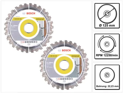 Produktbild von Bosch Diamant Trennscheibe Set 2x Best for Universal 125 x 22,23 mm ( 2x 2608603630 )