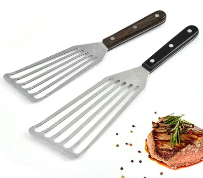 Produktbild von Spatel-Set, 2-teilig - Küchenspatel aus Edelstahl mit Holzgriffen