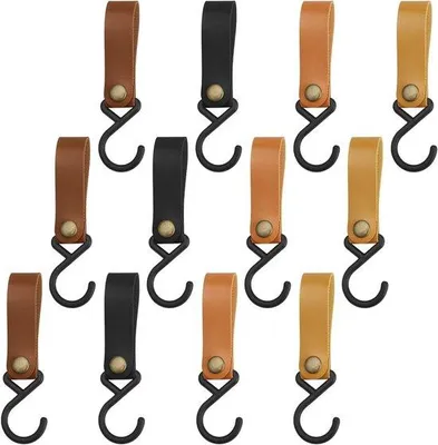 Immagine prodotto di 12 ganci a S in pelle, portatili, multifunzionali, appendiabiti