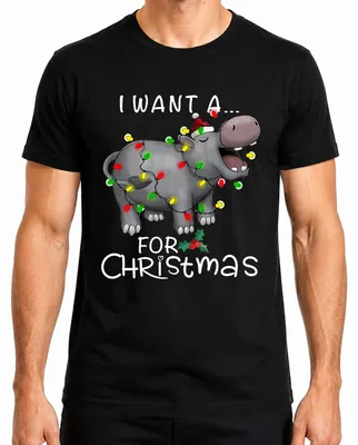 Imagen del producto de Quiero un hipopótamo para Navidad. Camiseta divertida para hombre, color , talla M