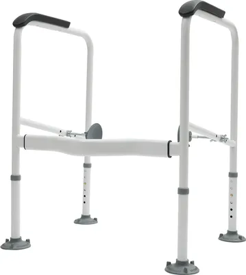 A white background with a toilet safety rail.