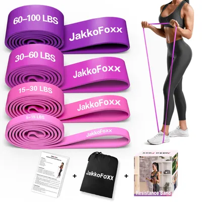 Immagine prodotto di Fasce elastiche per il fitness, set di 4 bande di resistenza per l'allenamento muscolare