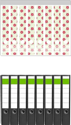 Produktbild von Wallario 8 Stück schmale Ordner inkl. Klebeetiketten mit Motive Muster mit Blüten und Blättern -  Set mit Rückenschildern / Ordnerrücken Stickern