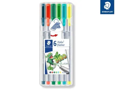 Produktbild von STAEDTLER triplus fineliner 334 Feinschreiber - 0,3 mm - 6er Box Dinosaurier